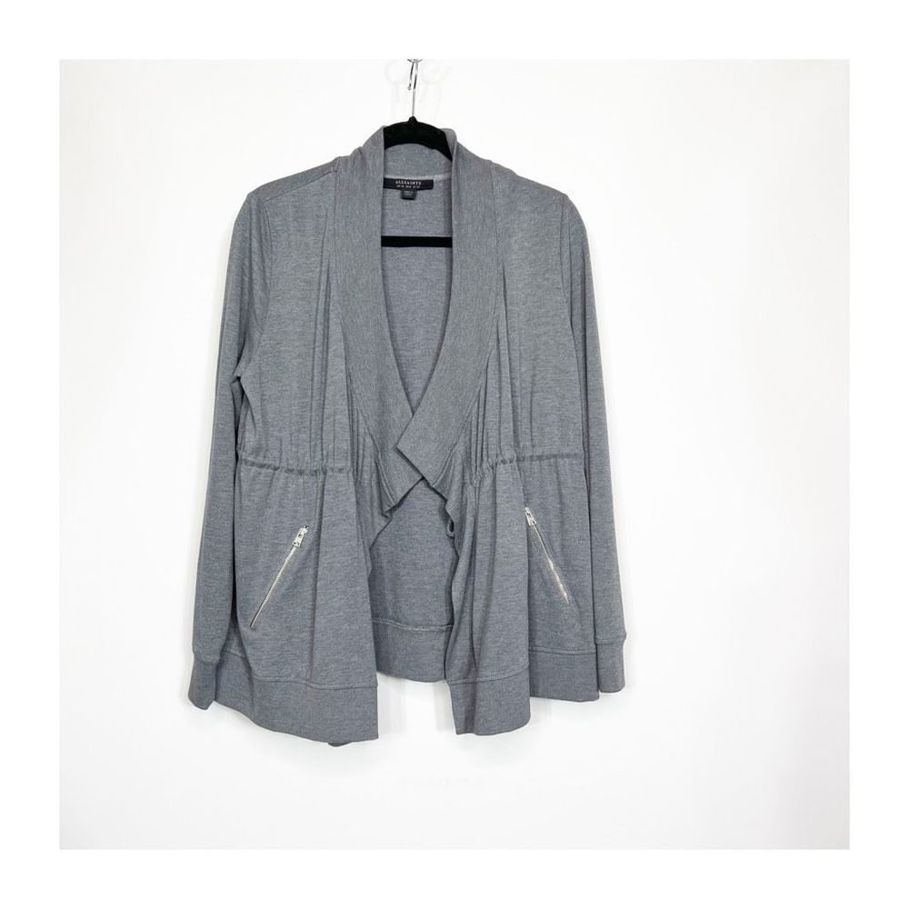 ALLSAINTS Gina Drape Jacket Cardigan Sweater Gray Womens Sz 6